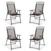 Set of 4 Patio Folding Sling Chairs Steel Camping Deck