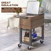 Outsunny Outdoor Cooler Cart, Rolling Beverage Ice Chest, Rugged Steel Patio Cooler with Locking Wheels, 60 Quart Capacity for Poolside BBQs, Brown