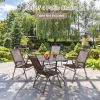 Set of 4 Patio Folding Sling Chairs Steel Camping Deck