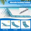 3 Pieces Beach Lounge Chair Mat Set 2 Adjustable Lounge Chairs with Table Stripe