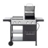 2+2 Multi-function Burner Gas Grill and Griddle Combo with Cover for Outdoor Cooking While Camping or Tailgating - BBQ,FRYING,PIZZA.