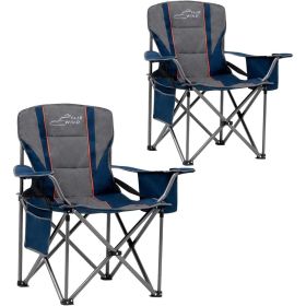 FAIR WIND 2 Pack Oversized Fully Padded Camping Chair with Lumbar Support, Heavy Duty Cooler Bag Fold Chair Support 450 (Color: Blue Twin Pack)