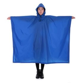 Multi-Usage Lightweight Hooded Rain Poncho Picnic Mat Blanket Sun Shelter (Color: Blue, Type: Camping supplies)