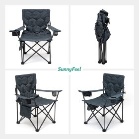 Oversized Folding Camping Chair, Heavy Duty Supports 300 LBS, Portable Chairs For Outdoor Lawn Beach Camp Picnic (Color: Grey)