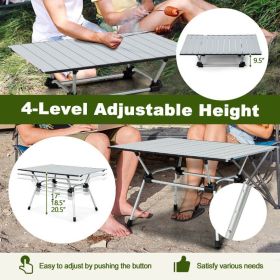 Folding Heavy-Duty Aluminum Camping Table with Carrying Bag (Color: silver)